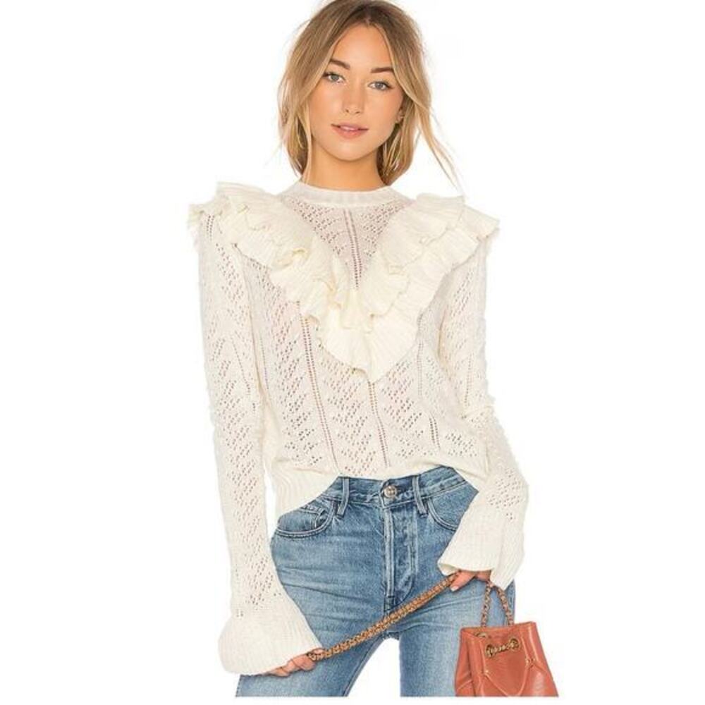 Tularosa sweater Medium Manny‎ Ruffle sheer cottagecore prairie wool blend